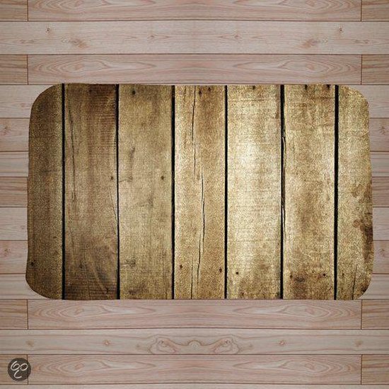Foto Deurmat 45 cm x 75 cm Rubber Eco Houten planken | bol.com