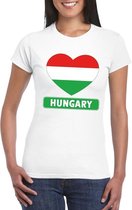 Hongarije hart vlag t-shirt wit dames 2XL