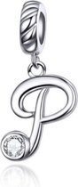Zilveren hangende bedel letter P