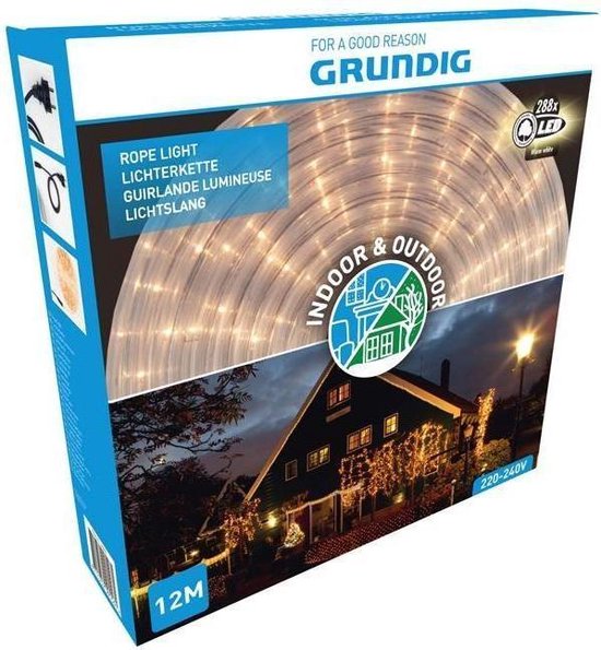 Grundig Lichtslang - 12 meter - 288 LED - warm wit | bol.com