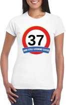 Verkeersbord 37 jaar t-shirt wit dames L