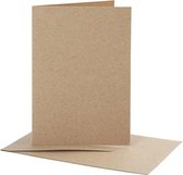 Kaarten & Enveloppen, afmeting kaart 10,5x15 cm, naturel, 10 sets
