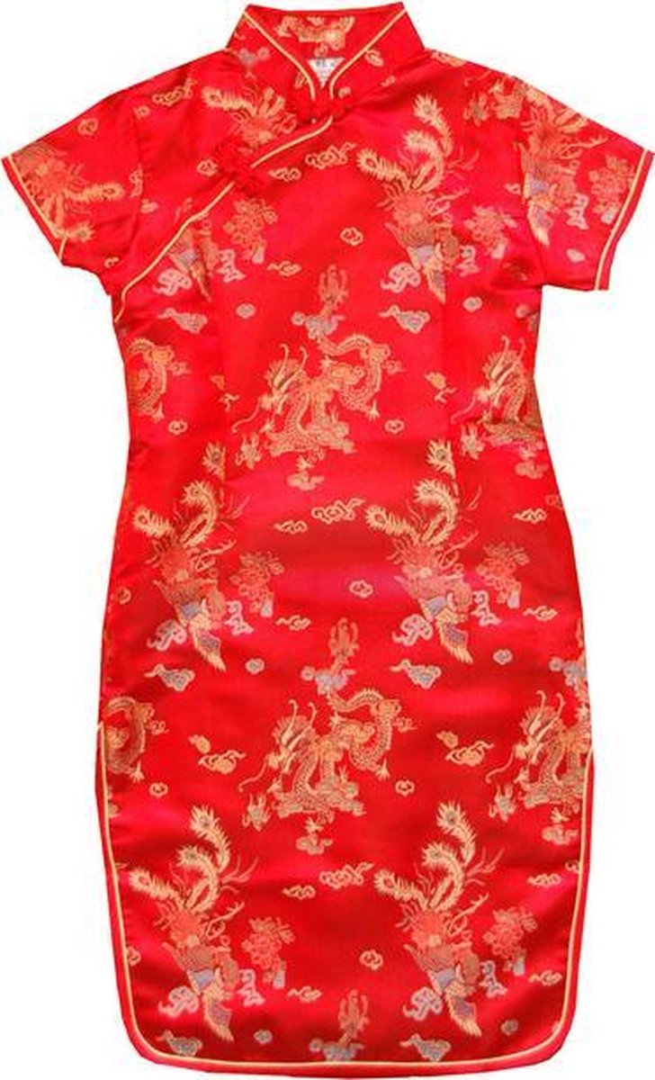 Chinese Kinderjurk Draak & Phoenix Rood Maat 110