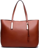 Miss Lulu Handtas - Schoudertas - Laptoptas – Kwalitatieve Shopper - Werktas - A4 Tas - Bruin (L1435 BN)