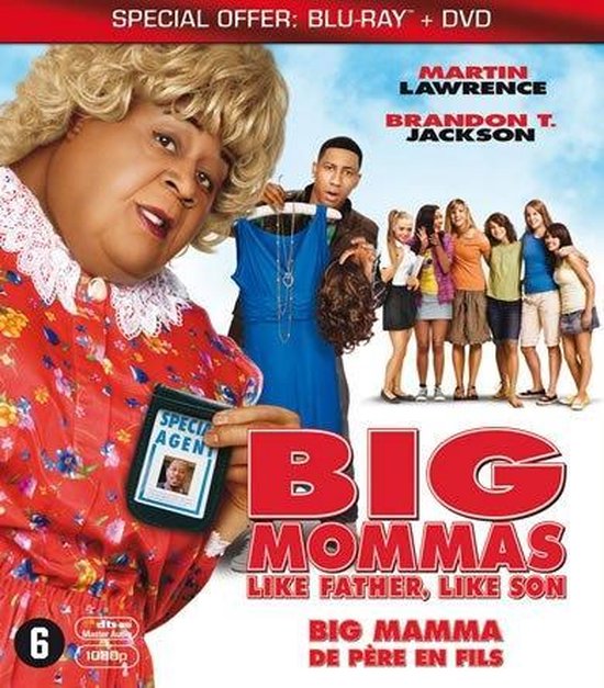 Special offer Blu-ray + DVD Big Mommas Like Father, Like Son. Martin Lawrence en Brandon T. Jackson. Met een groep kinderen.
