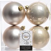 Onbreekbare champagne kleur kerstballen 10 cm - 8 stuks - kerstversiering