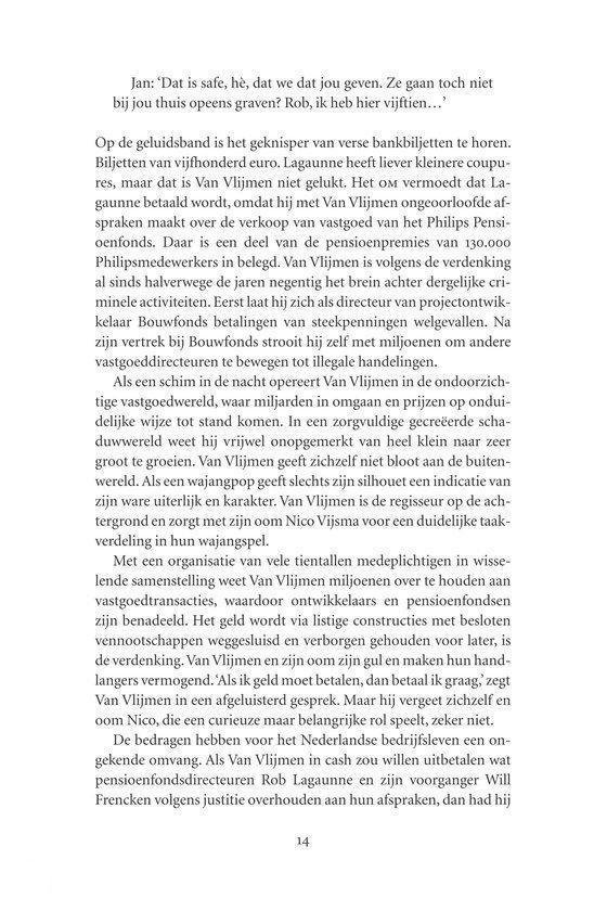 Tekstpagina met informatie over vastgoedfraude en de betrokken personen.