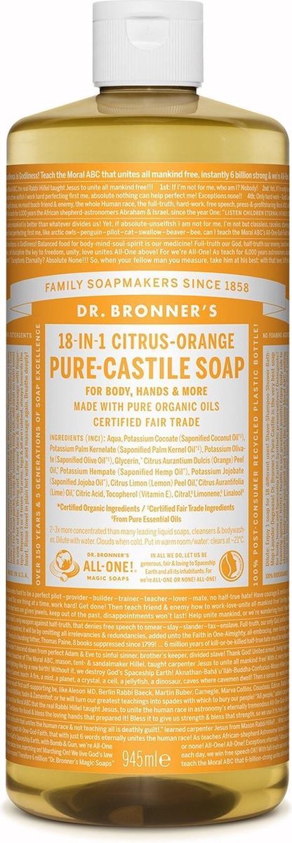 Dr. Bronner Liquid Soap Citrus Orange - 946 ml - Douchegel