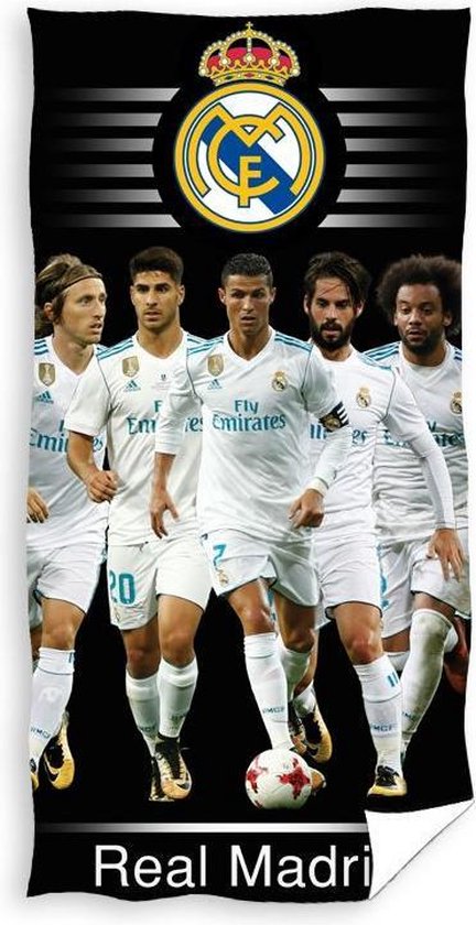 Asciugamano Poncho Real Madrid - 55x115cm, Polyester, Design Con Stelle - Foto 6