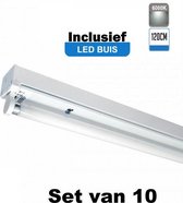 LED Buis armatuur 120cm - Enkel | Inclusief LED Buis - 6000K - Daglicht (Set van 10 stuks)