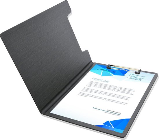 Dossier Portfolio Cuir PU A4 Avec Bloc-Notes - Noir