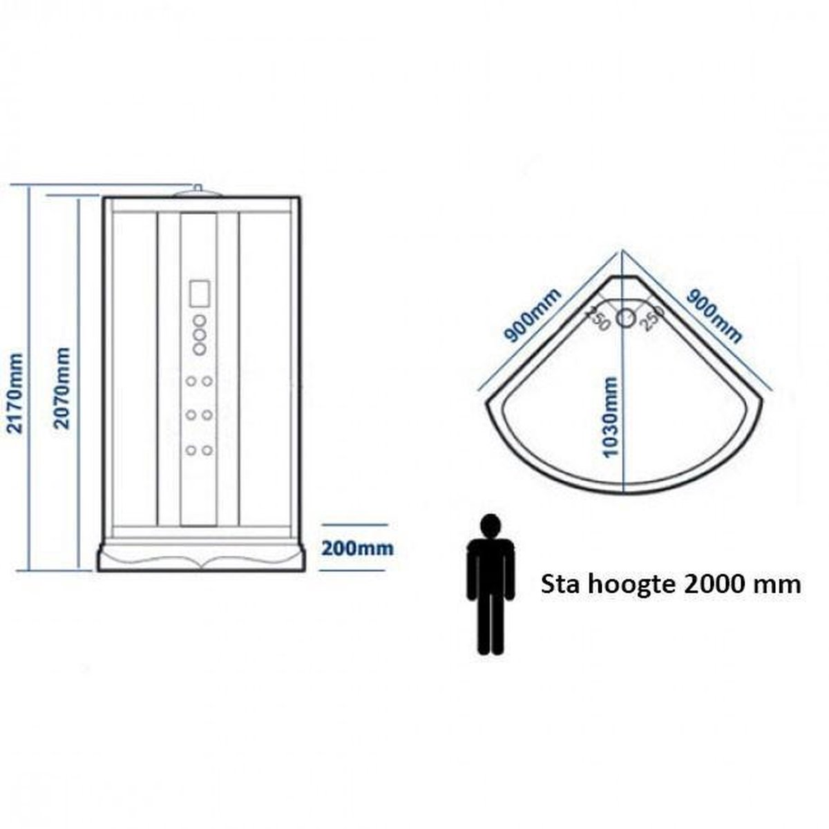 Diamond Line Aqua Diamond Complete Douchecabine 100x100 Kwartrond