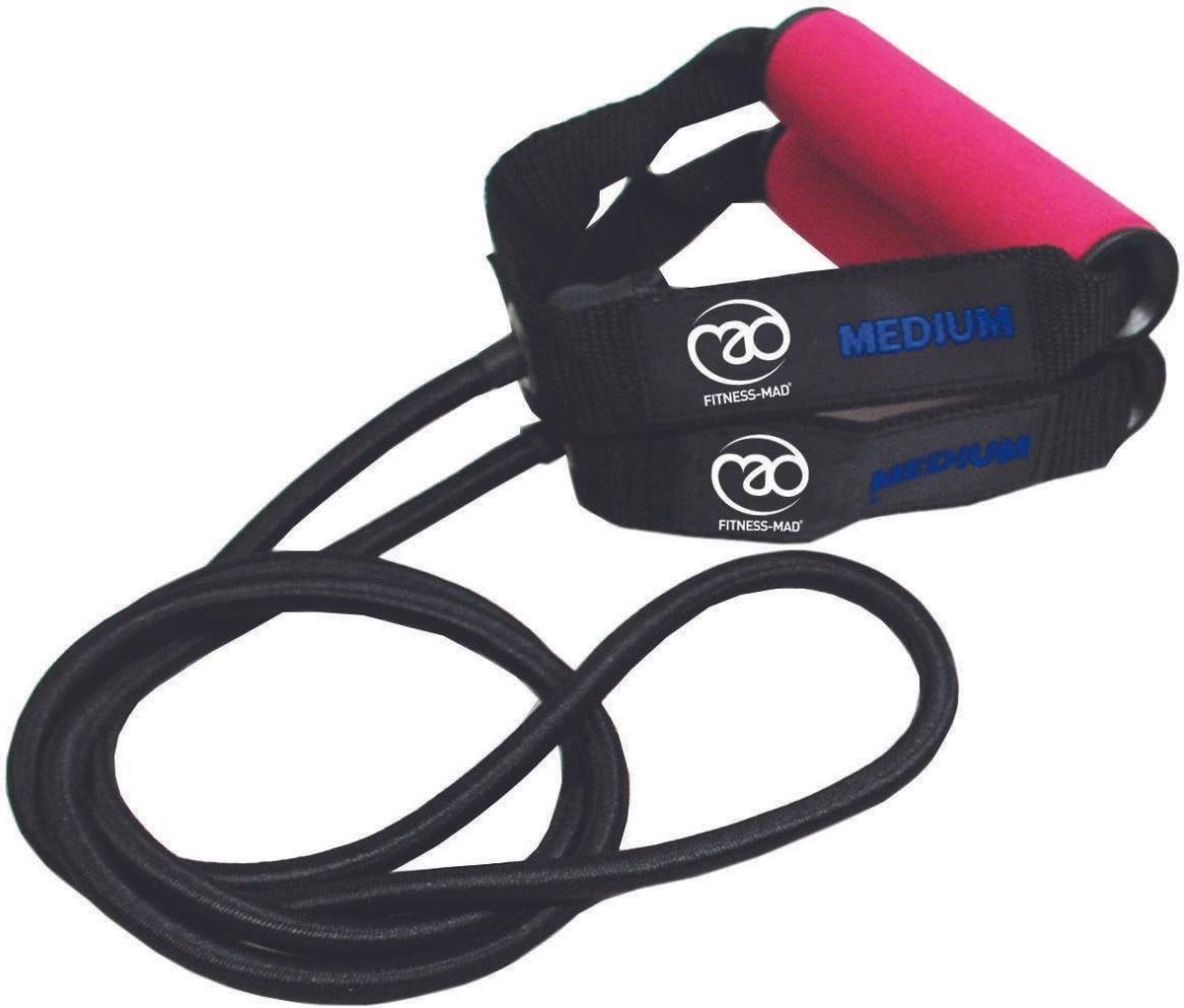 FitnessMad | Weerstandtubing - Weerstand MEDIUM. 130 CM. Zeer sterke - en hoge kwaliteit tubing met handvatten om (thuis) mee te trainen.