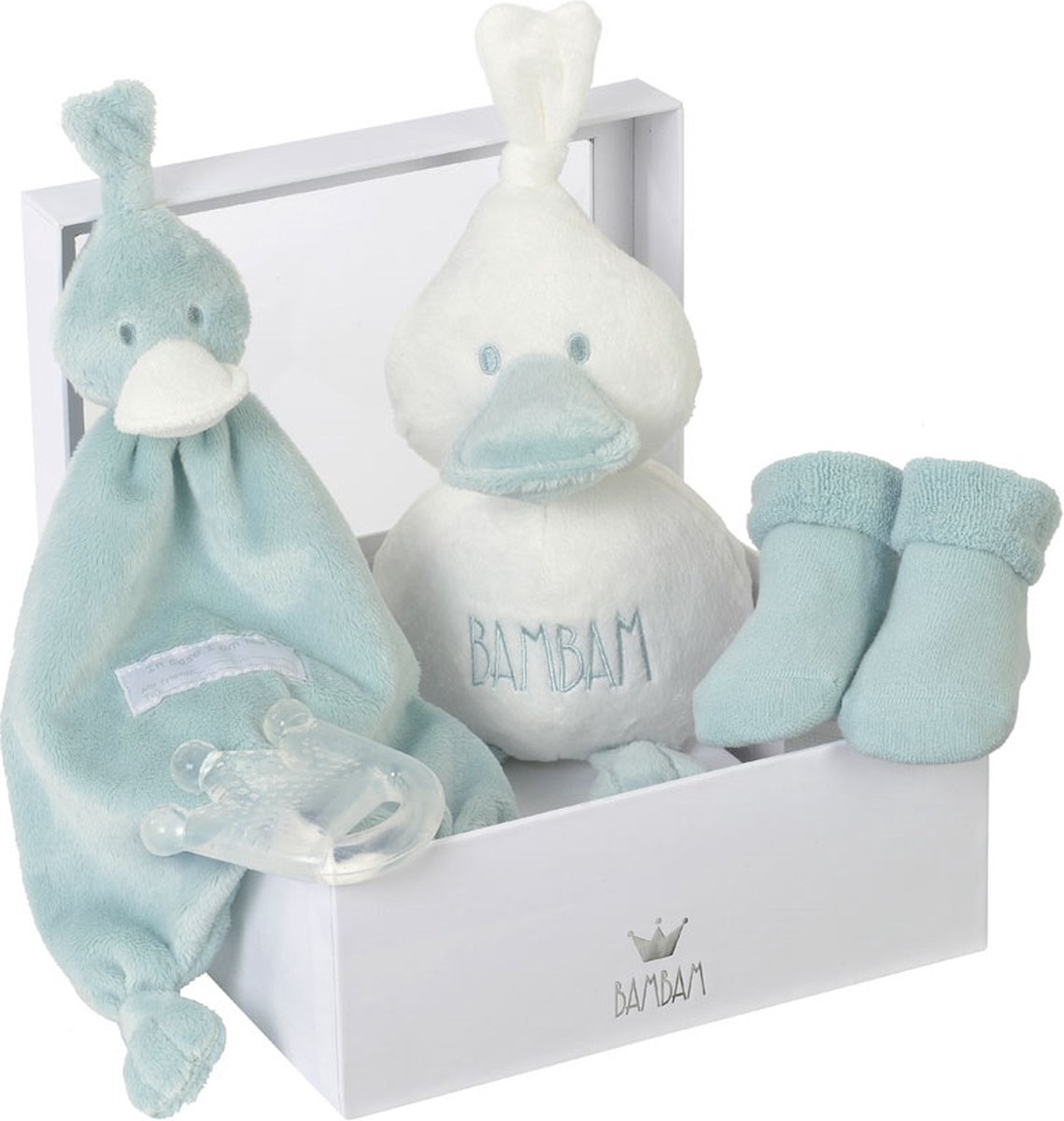 Goedkoopste BamBam Cadeaudoos Eend, bijtring ster, sokjes - Lagoon groen - Baby cadeau