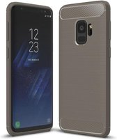 Luxe Samsung Galaxy S9 Hoesje – Grijs – Geborsteld TPU Carbon Case – Shockproof Cover