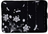 Laptop Sleeve met bloemen tot 13 inch – Zwart/Wit