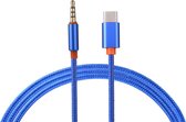 USB-C Type C Male naar Audio Jack 3.5mm Male - Kleur - Blauw, Lengte - 1 Meter