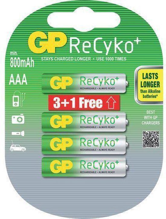 GP Recyko oplaadbare batterijen 2x AA 2000mAh 2x AAA 800mAh - Accu's en Batte