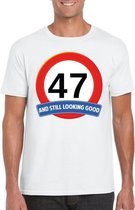 Verkeersbord 47 jaar t-shirt wit heren S