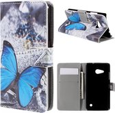Microsoft Lumia 650 blauw vlinder agenda wallet hoesje