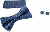 Vlinderstrik Pochet Manchetknopen blauw