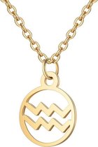 24/7 Jewelry Collection Waterman Ketting - Cirkel - Sterrenbeeld - Horoscoop - Goudkleurig