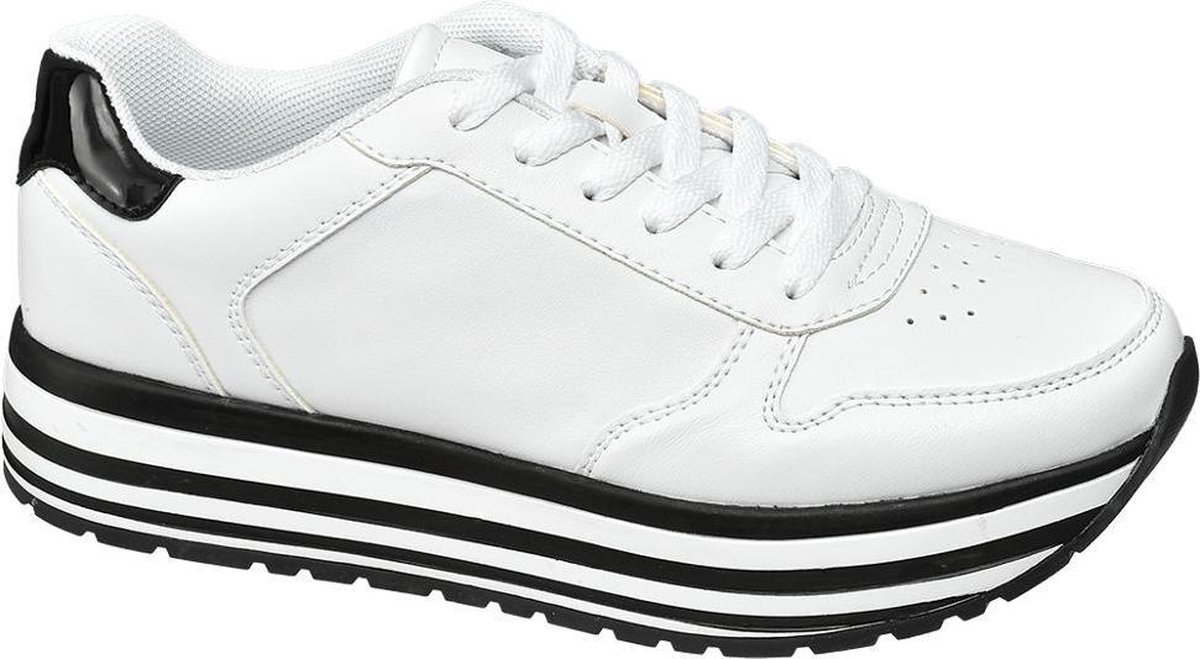 Graceland Dames Witte sneaker plateauzool Maat 36 bol