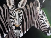 Schilderij zebra portret 100 x 75 Artello - handgeschilderd schilderij met signatuur - schilderijen woonkamer - wanddecoratie - 700+ collectie Artello schilderijenkunst