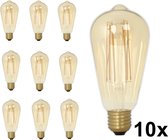 10 Stuks - E27 Calex LED volglas Longgloeidraad Rustik Lamp 240V 4W 320lm ST64, Goud 2100K Dimbaar