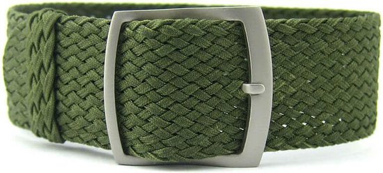 Premium Braided Perlon Strap - Geweven Perlon Horlogeband - Groen 22mm