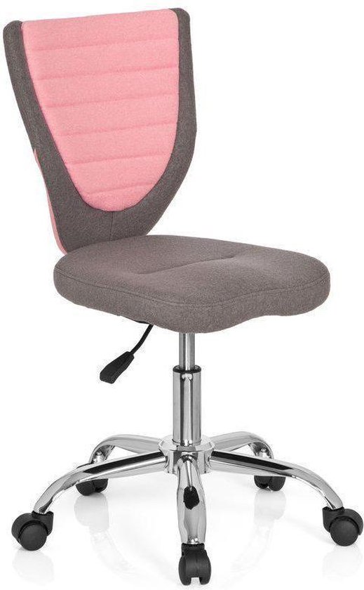 hjh office Kiddy Comfort - Chaise de bureau - Tissu - Gris / rose