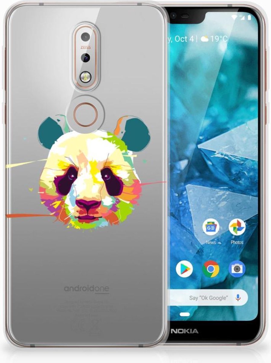 Nokia 7.1 Telefoonhoesje met Naam Panda Color