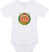 Kerst baby rompertje met Rudolf het rendier wit jongens en meisjes - Kerstkleding baby 80 (9-12 maanden)