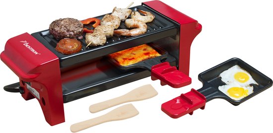 Bestron Gourmetset - AGR102 - 350W - Bakplaat 2 personen - Incl. 2 pannen, spatels - Rood - 5 jaar garantie — afbeelding 2