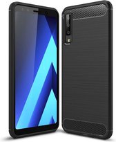 Armor Brushed TPU Back Cover - Samsung Galaxy A7 (2018) Hoesje - Zwart