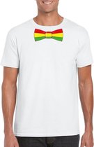 Wit t-shirt met Limburgse vlag strik voor heren XL