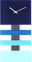 NeXtime Bold Stripes Blauw - Klok - Rectangulaire - Glas - 19x38 cm - Blauw