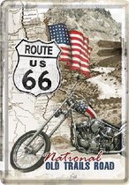Route 66 Old Trails Road Metalen Postcard 10 x 14 cm.