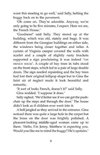 Tekstpagina met een dialoog over de Franse Vissers, een deur en een buggy.