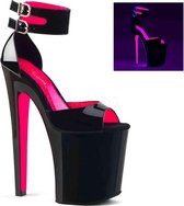 Pleaser Sandaal met enkelband, Paaldans schoenen -37 Shoes- XTREME-875TT Paaldans schoenen Zwart/Roze
