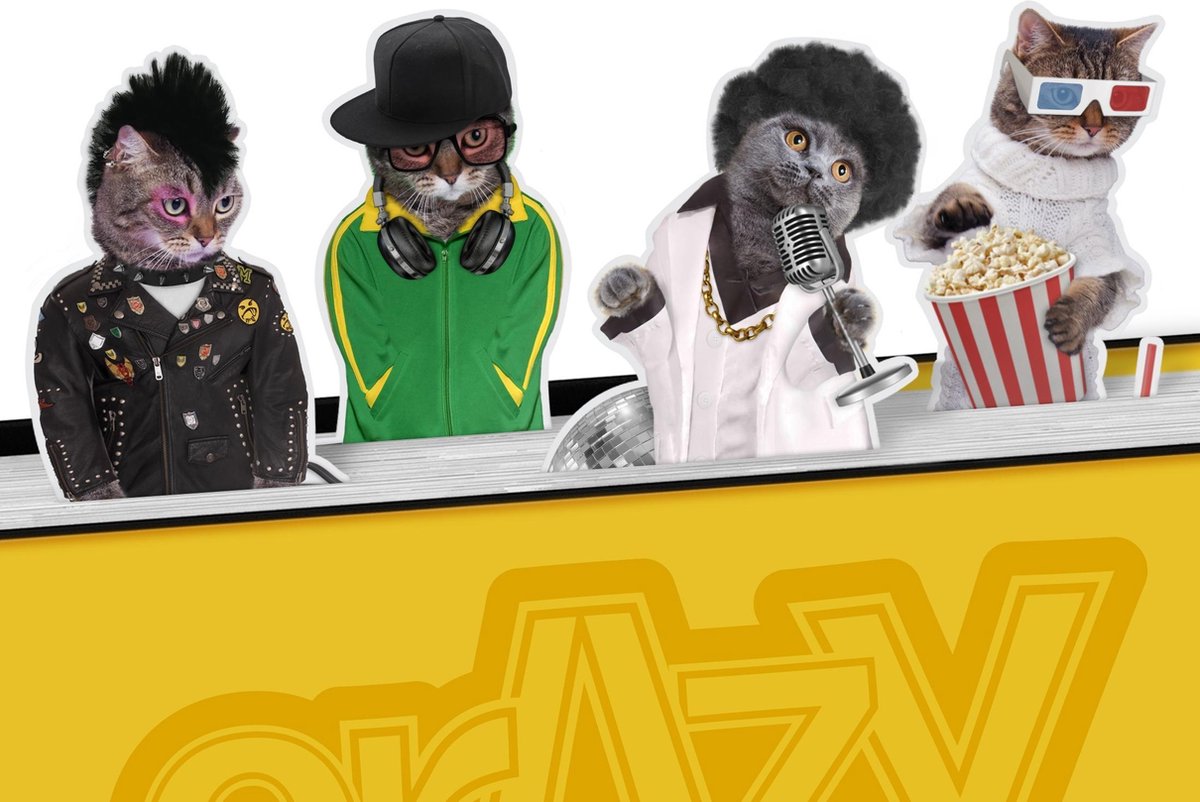 Mustard Desktop Pagina Markers - Crazy Cats - Set van 4 Stuks - Geel