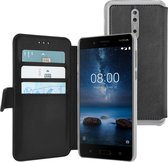 Azuri walletcase met magnetische sluiting - zwart - voor Nokia 8