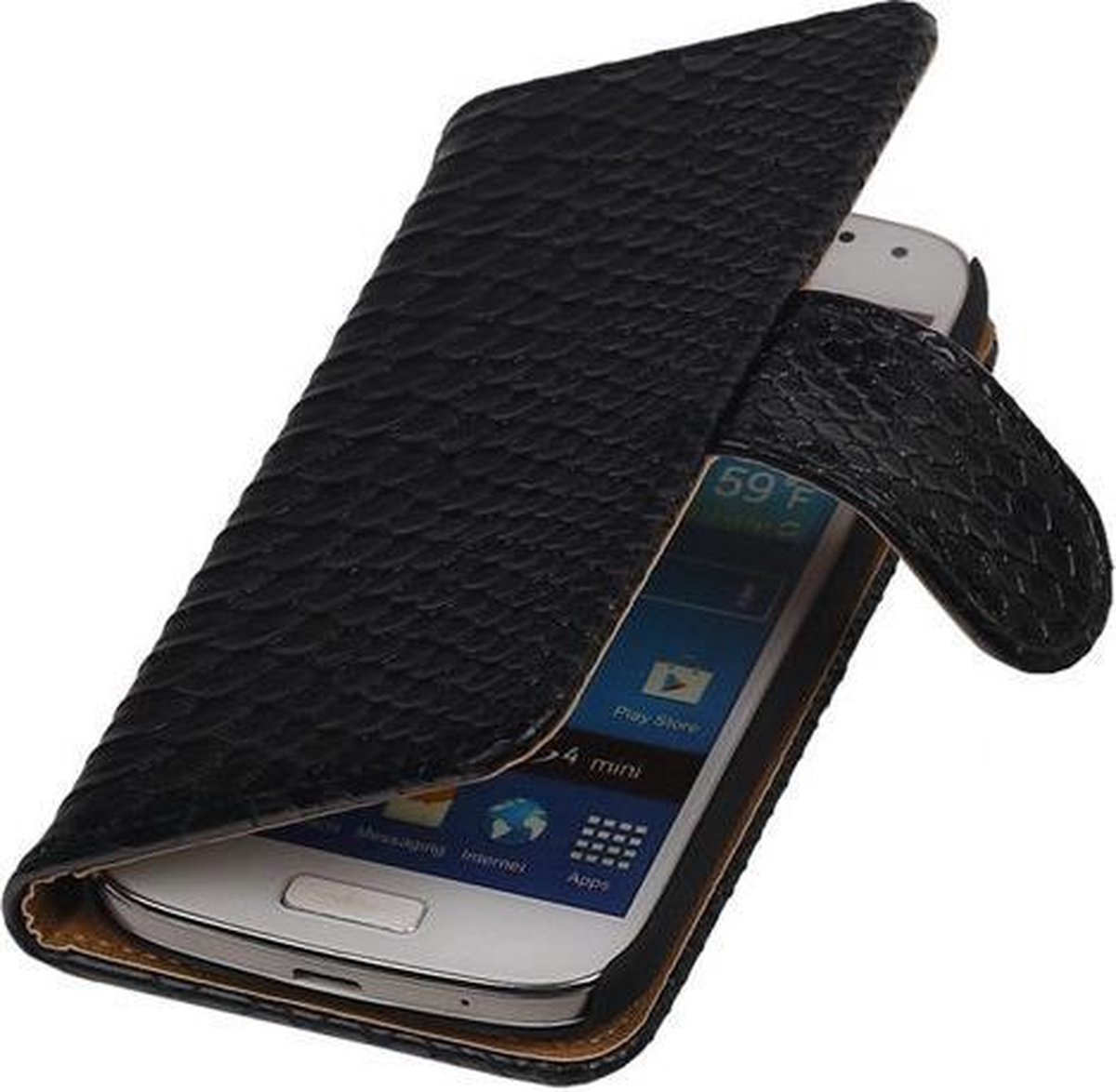 Bestcases Slang Zwart Bookcase Cover Hoesje Galaxy S4 mini i9190"