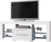 TV meubel TV dressoir Navia high design LED verlichting body wit mat front lades hoogglans wit