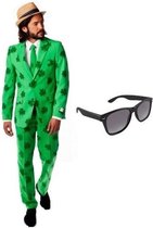 Heren kostuum / pak Sint Patricks Day maat 48 (M) - met gratis zonnebril