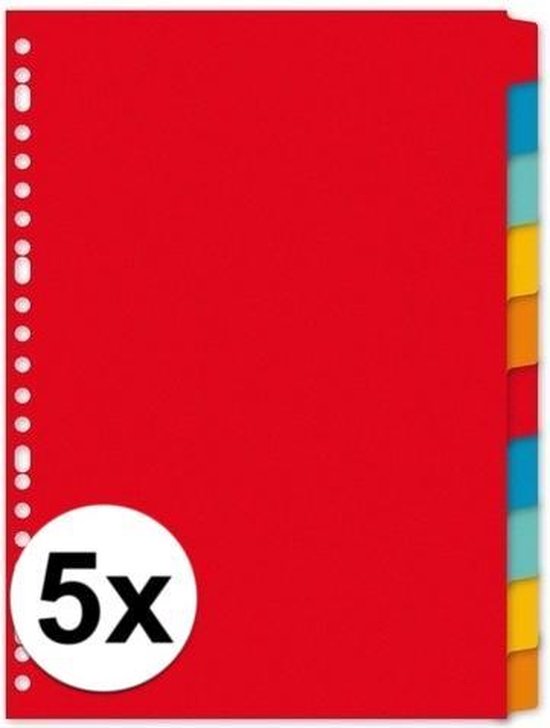 Kartonnen tabbladen A4 - 50 stuks - 23 rings/ gaats - gekleurde tabbladen - Merkloos