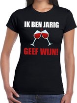 Ik ben jarig geef wijn t-shirt zwart dames S