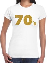 70's goud glitter t-shirt wit dames S