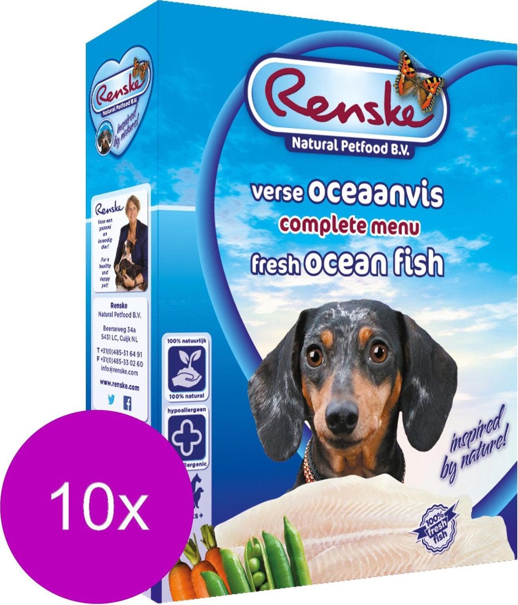 Renske Vers Gestoomde oceaanvis hondenvoer (395 gr) 1 tray (10 x 395 g)