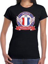 Zwart France drinking team t-shirt dames M